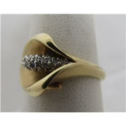 26 DIAMOND LILY FLOWER RING 14K GOLD FLORAL