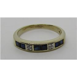 SAPPHIRE DIAMOND BAND RING 10K GOLD
