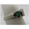 Image 1 : EMERALD DIAMOND RING 14K WHITE GOLD