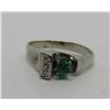 Image 2 : EMERALD DIAMOND RING 14K WHITE GOLD