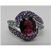 Image 1 : GARNET AMETHYST AQUAMARINE RING 14K WHITE GOLD