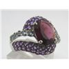 Image 2 : GARNET AMETHYST AQUAMARINE RING 14K WHITE GOLD