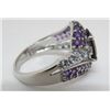 Image 3 : GARNET AMETHYST AQUAMARINE RING 14K WHITE GOLD
