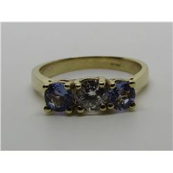 TANZANITE GEMSTONES & DIAMOND RING 14K GOLD SIZE 6