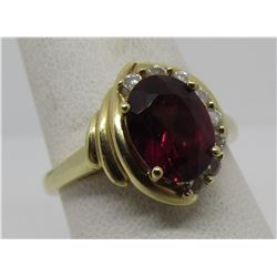 GEM 2.75CT GARNET & .25CT DIAMOND RING 14K GOLD