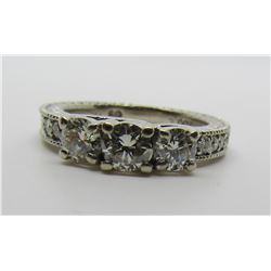 1CT DIAMOND RING 14K WHITE GOLD ENGRAVED BAND
