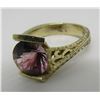 Image 1 : 3CT WATERMELON TOURMALINE RING 14K GOLD ENGRAVED
