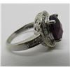 Image 5 : 3CT GARNET DIAMOND RING 14K WHITE GOLD