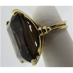 20 CARAT SMOKEY TOPAZ RING 14K YELLOW GOLD