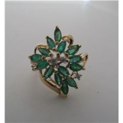 1.5CT EMERALD & DIAMOND RING 14K YELLOW GOLD