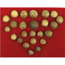 24 Antique Military Buttons