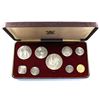 Image 1 : 1966 Bahama Islands 9-coin Silver Proof Set in Royal Mint Display Case (coins are lightly toned). Co
