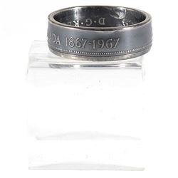 1867-1967 Canada Silver 50-cent Coin Custom Jewellery Ring Size 10 - Made from a real 50-cent coin!