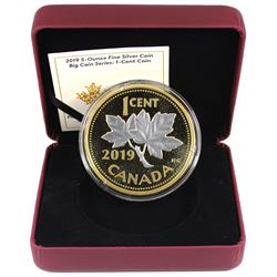 2019 Canada 1-cent Big Coin 5oz Reverse Gold Plated .9999 Fine Silver Coin (missing outer sleeve) TA