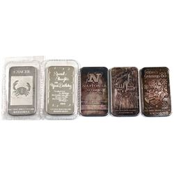 Lot of Vintage National 1oz .999 Fine Silver Art Bars - 1983 & 1989 Seasons Greetings, 1987 Special 