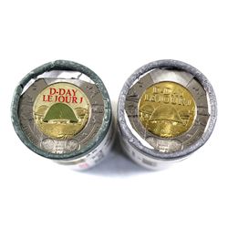 2019 Canada $2 D-Day Coloured & Non-Coloured Special Wrap Rolls of 25pcs. 2pcs