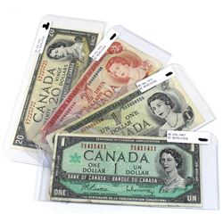 Lot of Canada Banknotes with REPEATER Serial Numbers. You will receive 1967 $1 - N/O1411411, 1973 $1