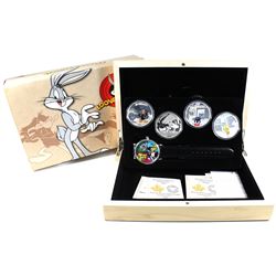 2015 Canada $20 Looney Tunes Classic Scenes 4-coin Fine Silver Set with Wristwatch (outer sleeve has