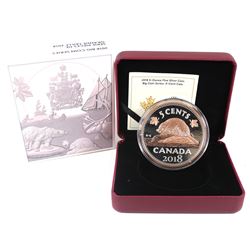 2018 Canada 5-cent Big Coin Rose-Gold Plated 5oz Fine Silver Coin (Tax Exempt).