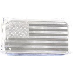 10oz American Flag Design .999 Fine Silver Bar in Sealed Plastic (TAX Exempt).