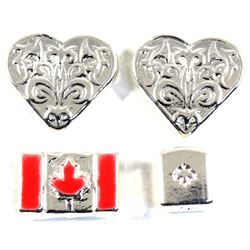 1oz Beaver Bullion .999 Fine Silver Pieces - 2x Heart, Red Enameled Flag & Cube. 4pcs (TAX Exempt)