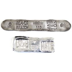 Beaver Bullion 1oz Antique Treasure Stick & 2oz Love Hate .999 Fine Silver Poured Pieces. 2pcs (TAX 