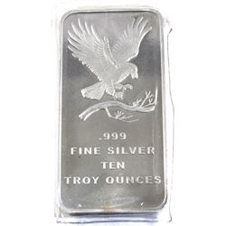 10oz Silvertowne .999 Fine Silver Eagle Design Bar in Sealed Plastic (TAX Exempt).