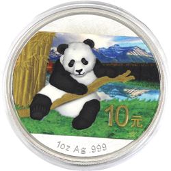 2014 China 1oz Coloured .999 Fine Silver Panda in Capsule (TAX Exempt).