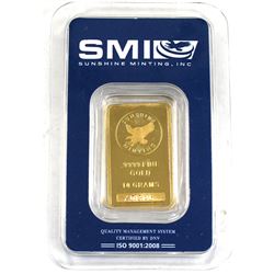 Sunshine Minting 10g .9999 Fine Gold Bar in Hard Plastic (TAX Exempt).