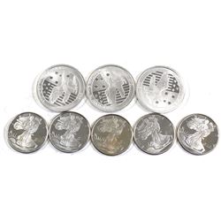 1/2oz & 1/4oz Fine Silver Coins - 3x 2017 Australia 1/2oz Victory in the Pacific & 5x Golden State M