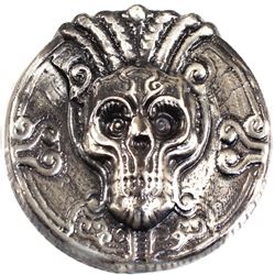 Beaver Bullion 5oz Mystic Thinker Skull .999 Fine Silver Antiqued Round (TAX Exempt).