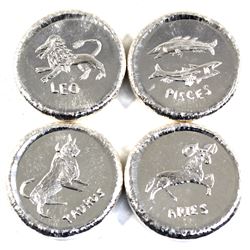Beaver Bullion 1oz .999 Fine Silver Zodiac Sign Fine Silver Rounds - Aries, Leo, Taurus & Pisces. 4p