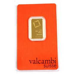 Valcambi Suisse 5g .9999 Fine Gold Bar in Hard Plastic Certificate (TAX Exempt).