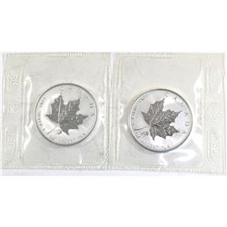 2004 Canada 1oz Libra & Aquarius .9999 Fine Silver Privy Maple Leafs in Sealed Mint Plastic (Libra h