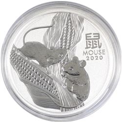 2020 Australia $8 5oz Year of the Mouse .9999 Fine Silver Coin (capsule scratched) TAX Exempt.