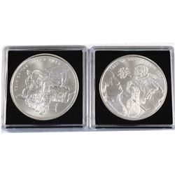 2015 & 2016 1oz Silver Shield .999 Fine Silver Coins - 2015 Year of the Sheep & 2016 Year of the Mon
