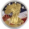 Image 1 : 2017 USA 1oz Coloured & Gilded American Flag .999 Fine Silver Eagle (TAX Exempt).