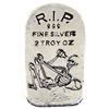 Image 1 : Monarch Precious Metals 2oz .999 Fine Silver Tombstone Skeleton in Drawstring Bag (TAX Exempt).