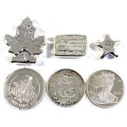 Lot of Various Sized .999 Fine Silver Pieces - 1/2oz Year of the Dragon, 1/2oz Golden State Mint, 1/