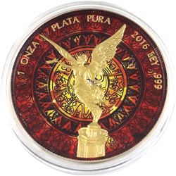 2016 Mexico 1oz Coloured & Gilded .999 Fine Silver Libertad in Capsule (TAX Exempt).