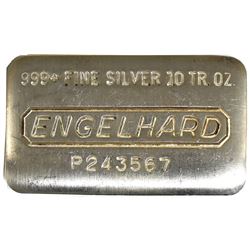 Vintage Style 10oz Engelhard .999 Fine Silver Poured Bar (TAX Exempt).