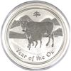 Image 1 : 2009 Australia 5oz Year of the Ox .999 Fine Silver Coin (capsule scuffed) TAX Exempt.