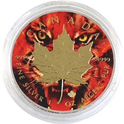2017 Canada 1oz Coloured & Gilded .9999 Fine Silver Maple in Capsule (TAX Exempt).