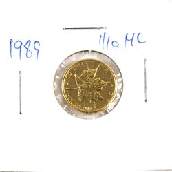1989 Canada 1/10oz .9999 Fine Gold Maple Leaf (TAX Exempt).