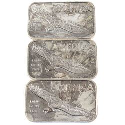 American Argent Mint 1oz America Land of the Free .999 Fine Silver Bars (Toned). 3pcs (TAX Exempt)