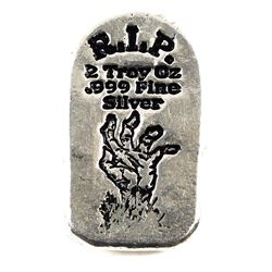 Monarch Precious Metals 2oz R.I.P. Zombie Hand .999 Fine Silver Tombstone (TAX Exempt).