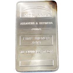 10oz NTR Metals .999 Fine Silver Bar (TAX Exempt).