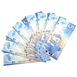 2003 $5 BC-62a-i Bank of Canada Notes Knight-Dodge Signatures with Consecutive Serial Numbers HNG715