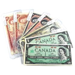 Lot of $1 & $2 Bank of Canada Notes. You will receive 2x 1867-1967 $1 No Serial Number, 1973 $1 AFF 