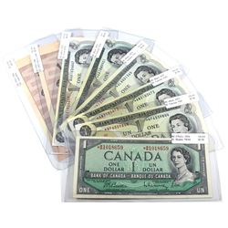 Lot of 1954-1986 $1 & $2 Bank of Canada Replacement Notes - 1954 $1 BC-37bA-i *B/M Prefix, 4x 1973 $